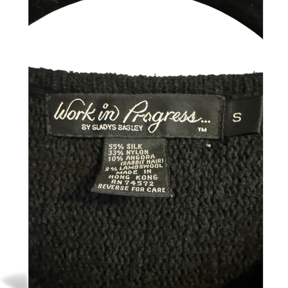 Vintage Sequin 80's Black Silk,Angora,Lambswool Sweater-made In Hong Kong - Picture 4 of 8